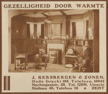 717313 Fotoadvertentie van de firma J. Kersbergen, Haarden en Kachels, Oudegracht 185 en Nachtegaalstraat 28 te Utrecht ...